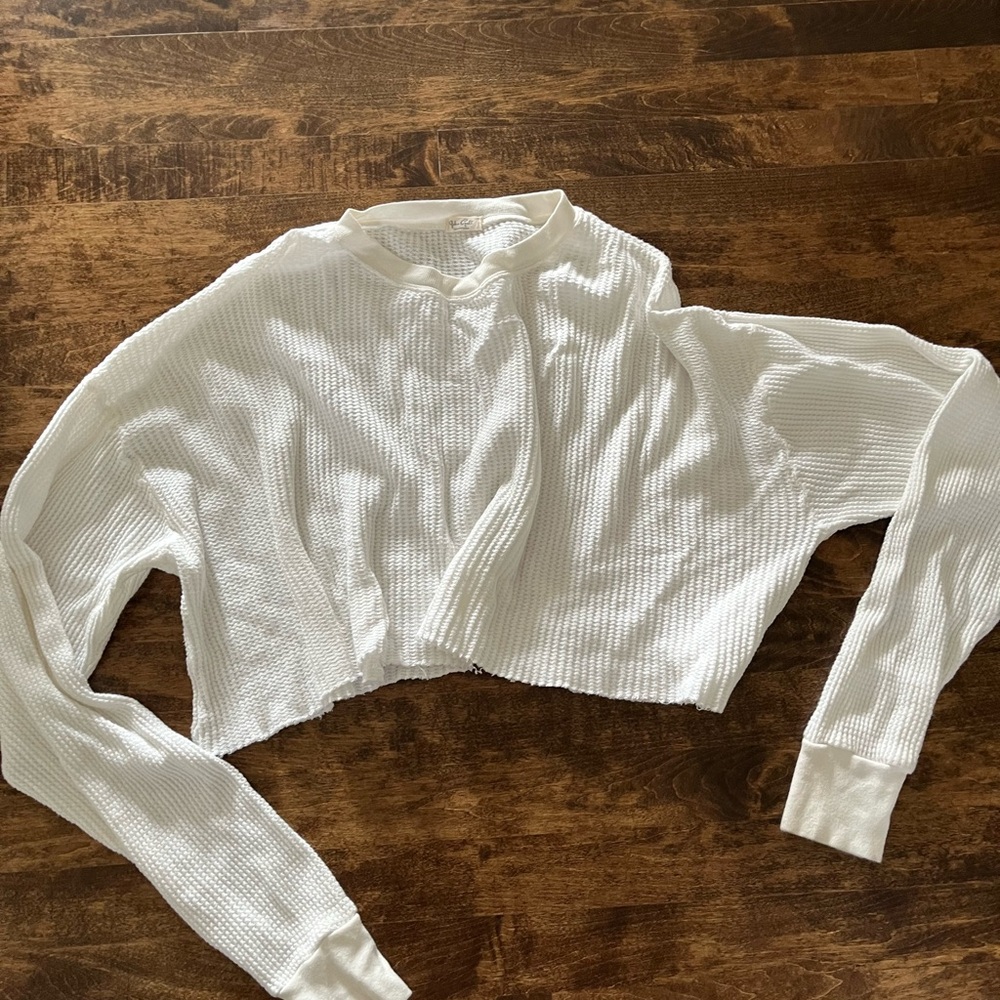 Brandy Melville White Waffle Knit Crop Top